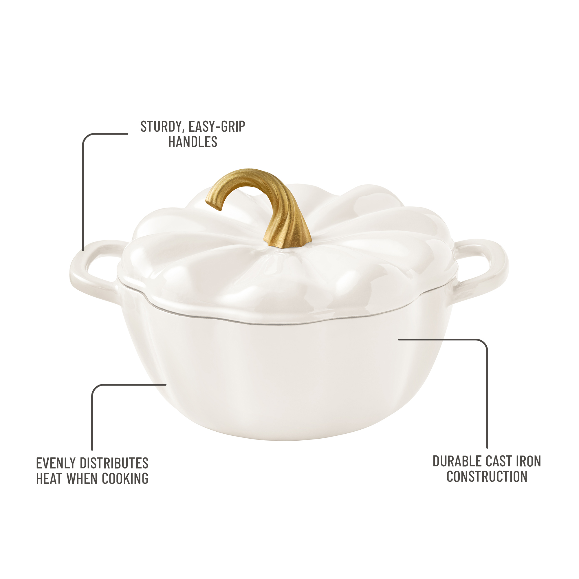 The Pioneer Woman 3.5-Quart Pumpkin Dutch Oven, Linen photo 3