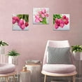 thumbnail image 3 of Pink Flower Canvas Wall Art Decor Tulip Floral Prints Framed Pictures for Women''s Bedroom Bathroom 16x16 Inch 3 Panels Modern Flower Close Up Painting Artwork Office Living Room Home Decoration, 3 of 6