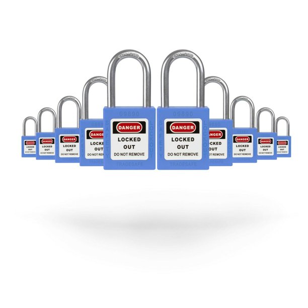 TRADESAFE TRADESAFE Lockout Tagout Lock Sets 10 Pack Blue Keyed