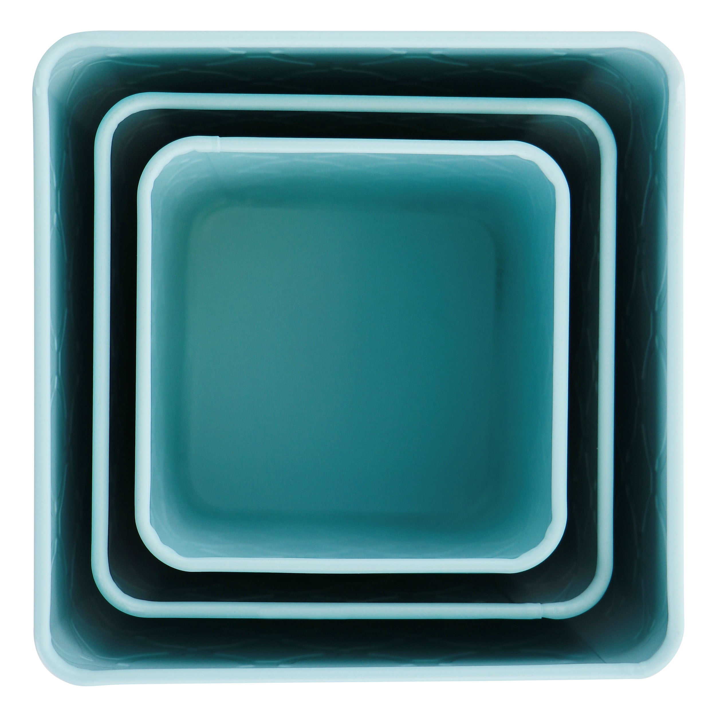 MegaChef 3 Piece Square Iron Canister Set in Turquoise