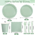 thumbnail image 2 of 350 Pcs Sage Green Paper Plates and Napkins, Sage Green Party Supplies Include Green Scalloped Plate Paper Napkin Cup Plastic Cutlery for Baby Shower, Wedding, Birthday, 2 of 7