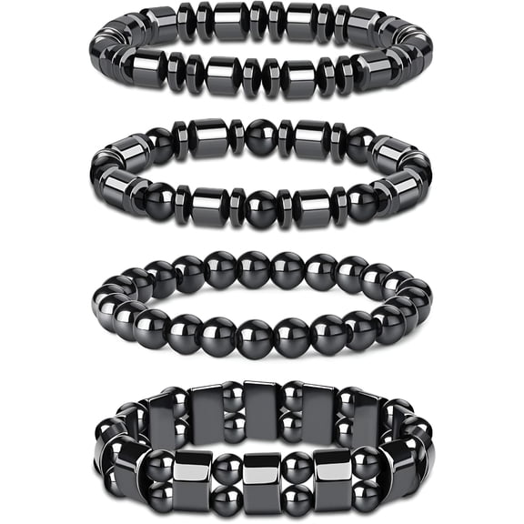 DESIGNICE 4Pcs Hematite Bracelet for Men Women Bangle Bracelet Magnetic Tiger Eye Bracelets