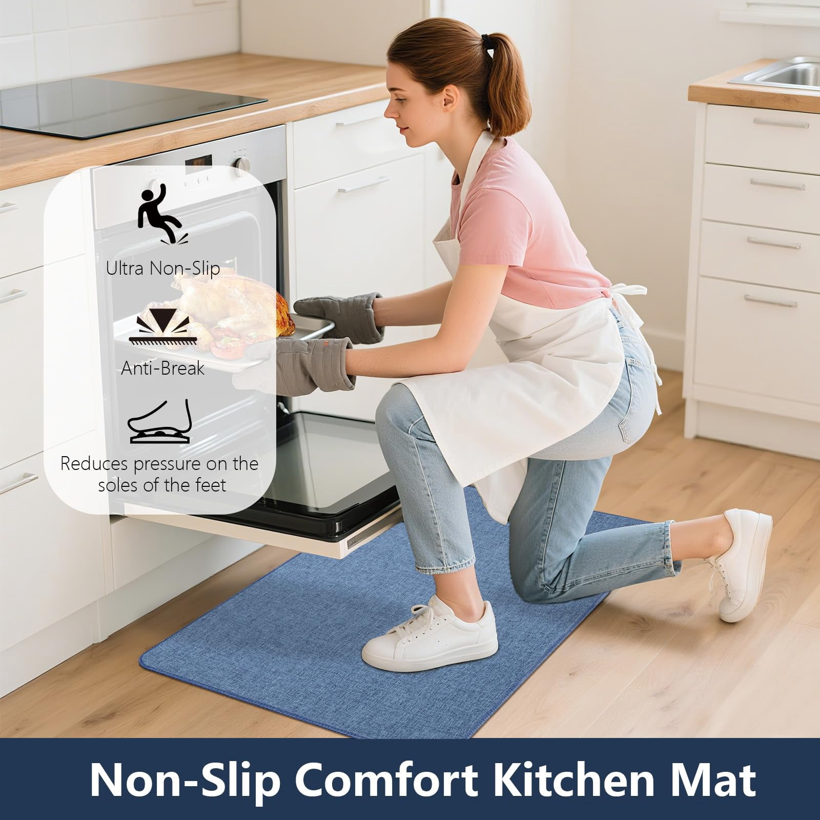 Non Slip Kitchen Rugs Mat Washable Linen-Like Thin Kitchen Mats for Floor, Rubber Backing Absorbent Stain Resistant Standing Floor Mat Front of Sink Laundry, Easy Clean, Dark Gray 17"x30"