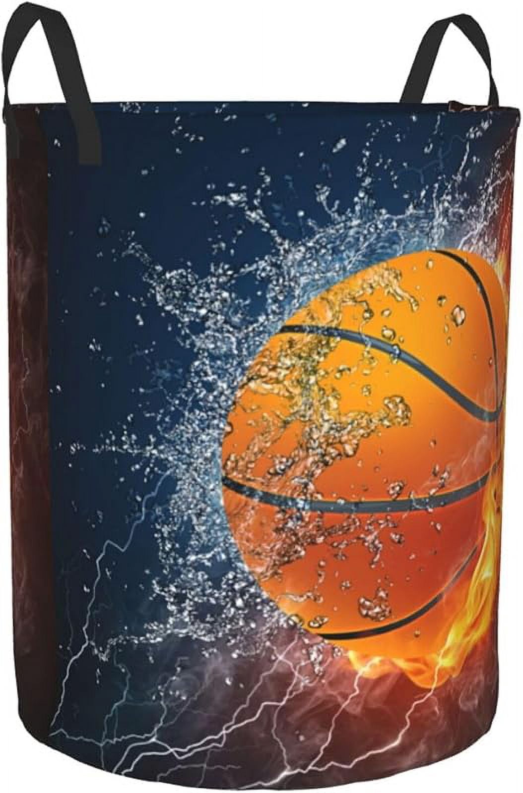 Sport Basketball Ball Round Laundry Hamper Storage Basket Toys Clothes Organizer Bin For Home Bathroom Bedroom Dorm Nursery