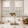 thumbnail image 3 of 3 Piece Kitchen Curtains and Valances Set Green Pink Weeping Eucalyptus Cafe Curtains 36 Inch Length Spring Summer Farmhouse Leaves Valance & Tier Curtain for Living Room Bedroom 54"x18"+27"x36"*2, 3 of 6