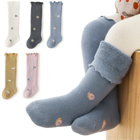 Baby Girls Boys Knee High Socks, Infants Toddlers Ruffled Long Socks, School Uniform Leggings Stockings