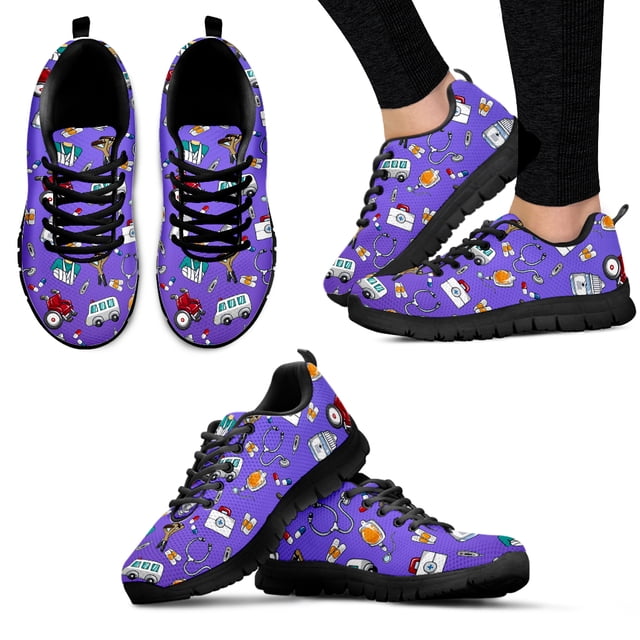 Zapatos casuales de enfermera para mujer, zapatillas de equipo médico de ambulancia, cómodos zapatos médicos de primeros auxilios con cordones para mujer