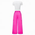 thumbnail image 5 of HCNTES Tween Girl's 2 Piece Print Outfit T-shirts with Bell Bottom Flare Pants Outfits Set Teen Girls School Suit 7-13Y Children Girls Summer Clothing Set(P08-Hot Pink,10-11 Years), 5 of 9