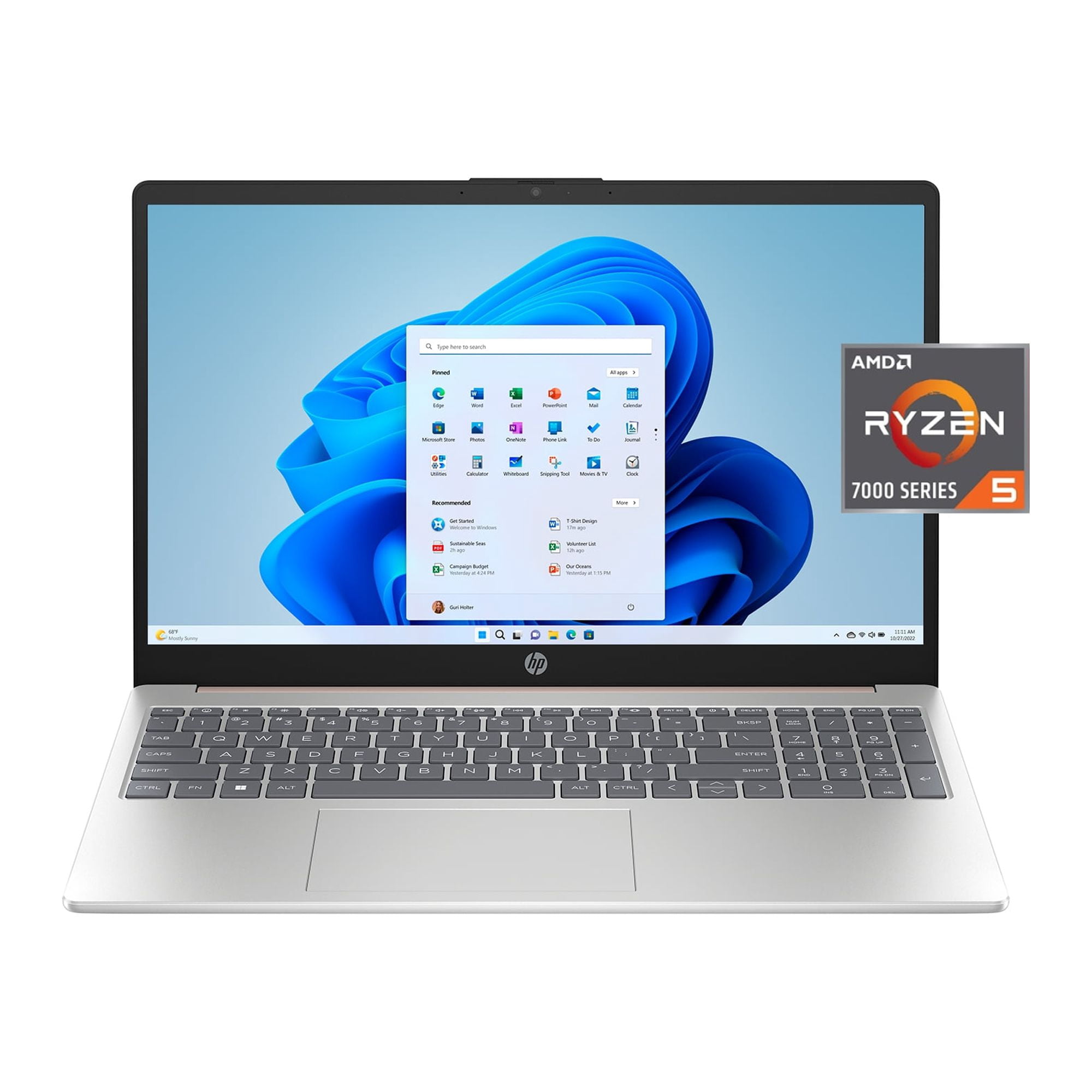 HP 15.6 FHD Laptop AMD Ryzen 5 7520U 8GB RAM 256GB SSD Pale Rose Gold Windows 11 Home 15-fc0039wm