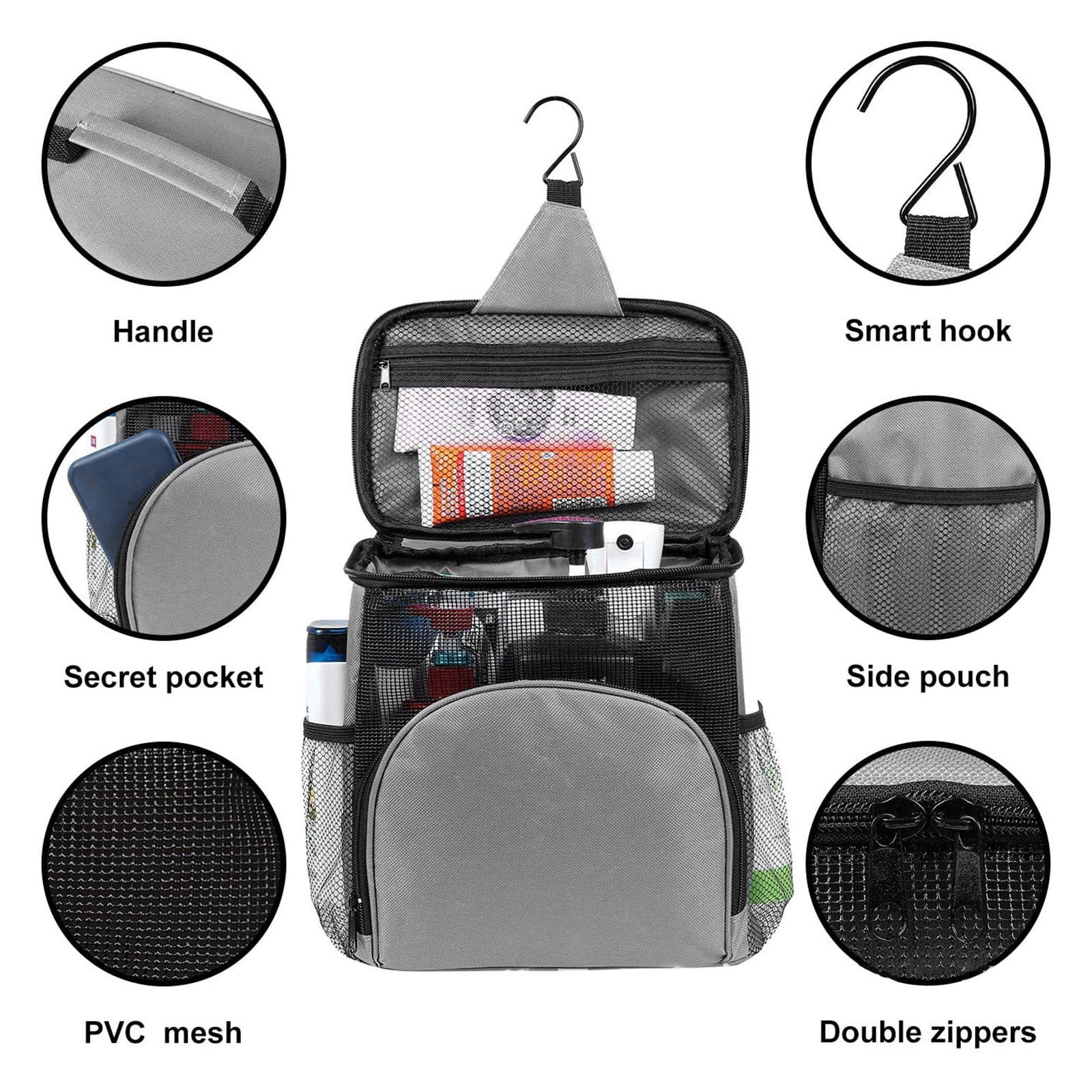 Specollect Clearance 4Pcs Portable Waterproof Shower Bag for Travel,Gym,Camping College Dorm Bathroom Travel – Quick-Dry Hanging Toiletry Organizer with Zipper Pockets for Bathroom Essentials