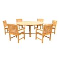 thumbnail image 6 of Grade-A Teak Dining Set: 6 Seater 7 Pc: 72" Round Table And 6 Devon Arm Chairs Outdoor Patio WholesaleTeak #51DV1707, 6 of 6