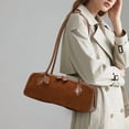 thumbnail image 3 of Genuine Leather Shoulder Bag, Women's Suede Barrel Underarm Handbag Purse, 3 of 9