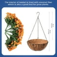 thumbnail image 5 of Hanging Artificial Flowers Basket, Hanging Daisy Flowers in Coconut Lining Hanging Basket for Garden Porch Deck Decoration,Faux Flower with Basket Arrangement Outdoors Indoors Courtyard Decor(Orange), 5 of 5