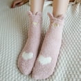 thumbnail image 4 of EQWLJWE Woman's Girls Cute Coloer Heart Cat Paw Print Thicken Coral Fleece Keep Warm Socks Sox Socks Holiday Clearance, 4 of 6