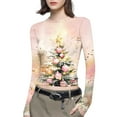 thumbnail image 2 of Goodtrade8 Womens Shirts Crew Neck Holiday Pullover Winter Printed Christmas Slim Fit Casual Long Sleeve Tops for Women Fashion, 2 of 6