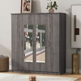 thumbnail image 2 of 3-Door Mirror Wardrobe with shelves, Closet Organizer White, 2 of 13