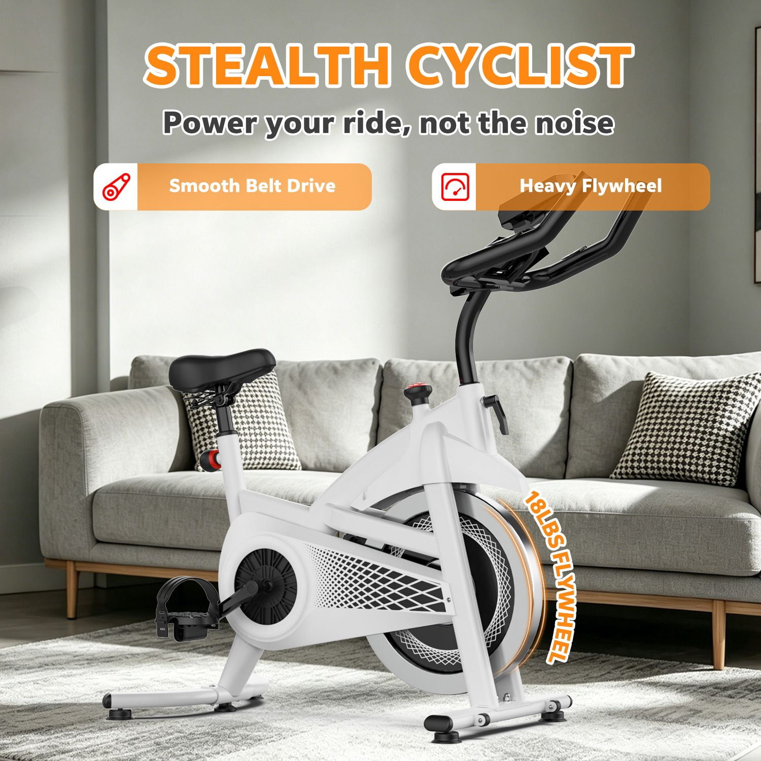 Exercise Bike Indoor Stationary Bike Cycling Bicycle for Home Gym 300 lbs Weight Capacity Adjustable Seat/Handlebar for Cardio Workout Office