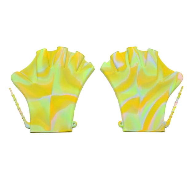 Guantes de natación palmeados, aeróbicos acuáticos al aire libre, bodyboard, guantes acuáticos Amarillo claro