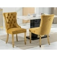 thumbnail image 5 of ODUSE-DAILY Yellow Velvet Dining Chairs Set of 6, Mustard Kitchen & Dining Room Chairs, Nailheads Tufted, Sillas De Comedor, Fabric Upholstered, Golden Metal Legs (Gold, 6 Pcs), 5 of 12