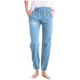 thumbnail image 1 of Womens Cargo Pants With Pockets Minimalist Spring Summer Solid Color Pants With Printed Pockets Drawstring Women Pants Sky Blue XL, 1 of 3