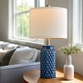 thumbnail image 5 of Oneach Modern Table Lamp Set of 2 for Bedroom Living Room 20.5" Contemporary Dark Blue Ceramic Bedside Nightstand Lamps, 5 of 12