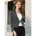 thumbnail image 2 of INSPIRE CHIC Blazer Court Sans Col pour Femme, Travail Bureau Affaires Décontracté, Gris Foncé, S, 2 of 5