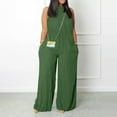 thumbnail image 2 of Jumpsuits for Women Plus Size Sleeveless Rompers Solid Color Wide Leg Jumpsuit（with necklacce）, 2 of 6