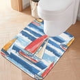 thumbnail image 2 of Yayeee Bath Rugs for Bathroom Floor Set of 2 Non Slip Fluffy Soft Absorbent Mat, Red Sailboats, 2 of 7