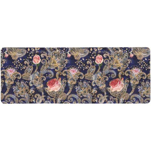 Alfombrilla de ratón y teclado Extra extendida ABPHQTO Paisley y Flores Rosas 30x80 cm