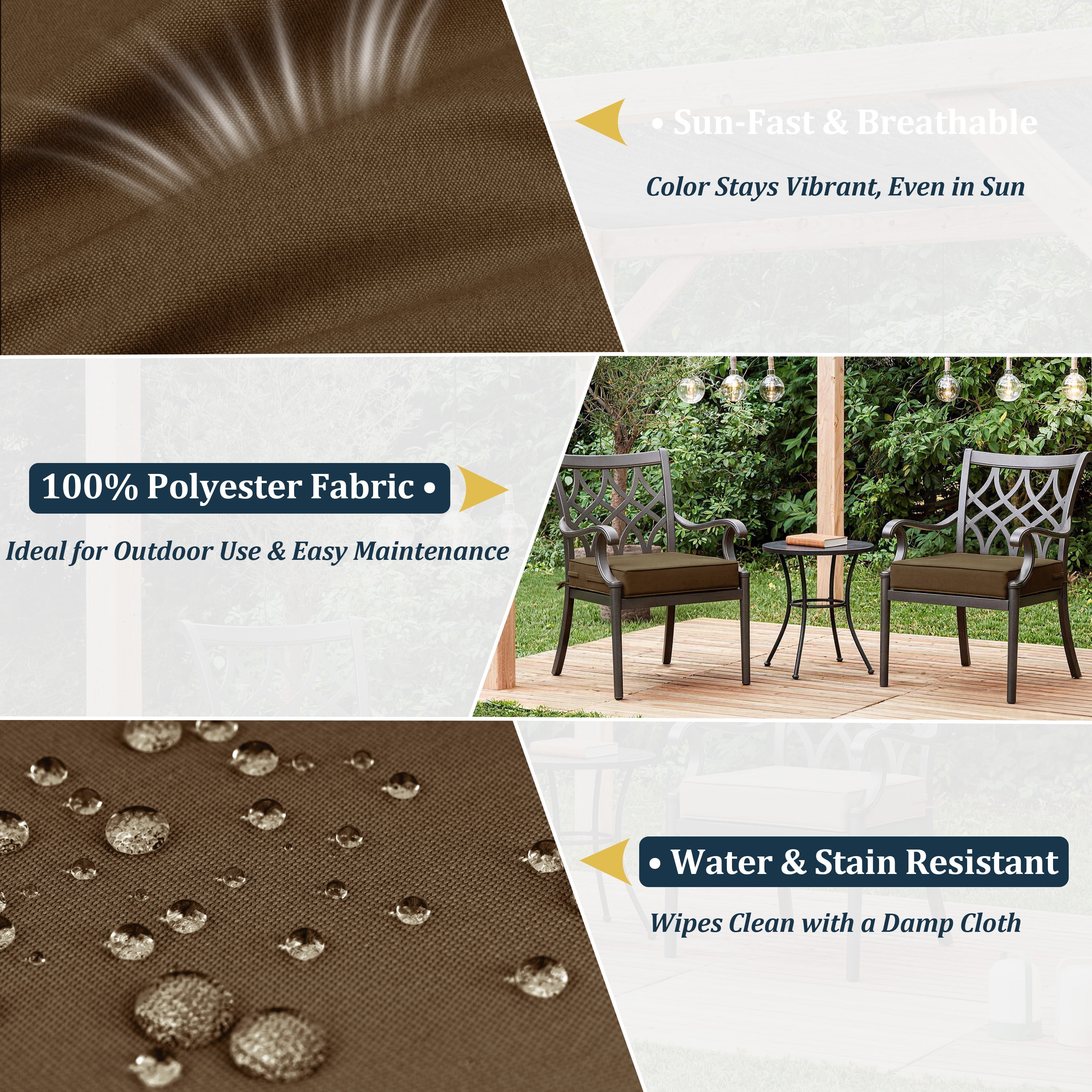 Kimunuk 4Pcs Outdoor Slipcovers for Chair Cushions , 19" x 19" Replacement Waterproof Non-Slip Patio Seat Cushion Covers with Handle,Chocolate