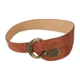 thumbnail image 3 of Runquan Women Wide Belt Brown PU Leather Rivets Patterned Decorative Trendy Hip Belt, 3 of 8