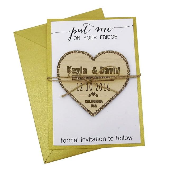 45 Rustic Wedding Save the Date Wooden Magnet Custom Engraved Wooden Magnet Personalized Gift