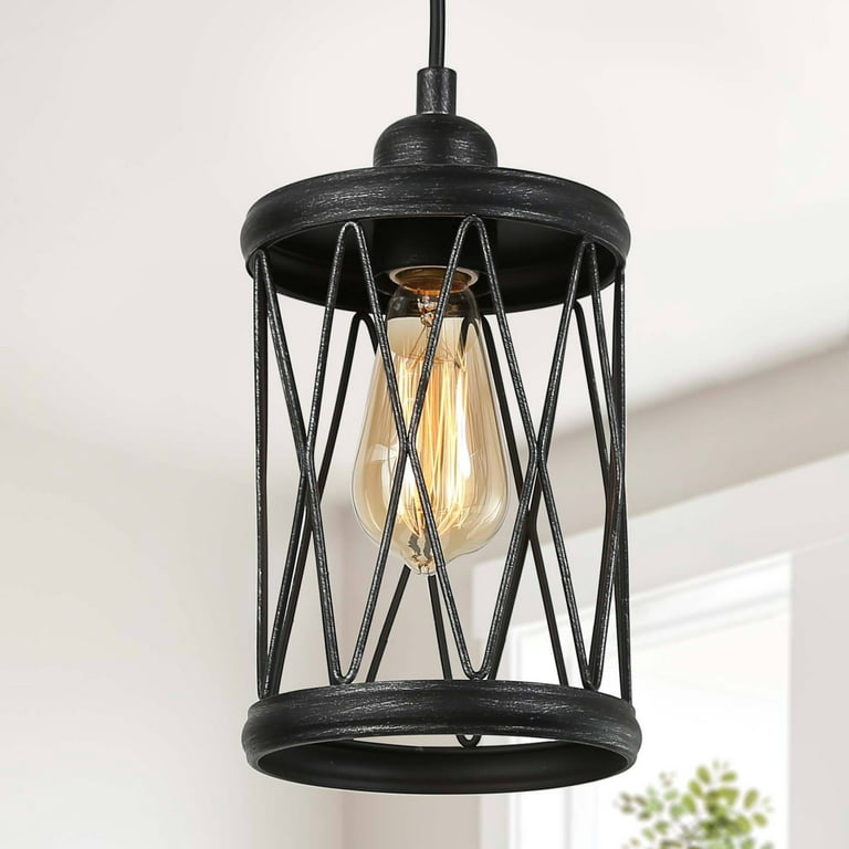 ELYONA Industrial Pendant Light for Kitchen Island, 8” Mini Rubber Wood  Hanging Lamp Matte Black Metal Shade Modern Pendant Light Fixtures for  Farmhouse, Dining… in 2023