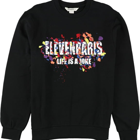 Elevenparis Mens Embroidered Sweatshirt, Black, Small