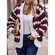 thumbnail image 4 of Suéter de Invierno de Punto Holgado con Rayas y Mangas Farol para Mujer, Moda de Otoño Rojo Vino y L, 4 of 10