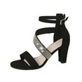 thumbnail image 2 of CQONEPT Rhinestones Sandals for Womens Dressy, Open Toe Ankle Strap Low Block Chunky Heels Sandals Sparkly Crystal Sandals Heels Shoes for Party Wedding Size 5.5 Black, 2 of 8