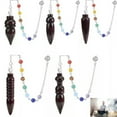 thumbnail image 2 of QQTDFG Amulet Natural Wooden Pendulum Wooden Round Cone Pattern-B-7 Chakra Chain, 2 of 9