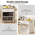 thumbnail image 2 of Yoneston 82.7" Kitchen Island with Extendable Dining Table with Double Layer Storage and Power Outlet, Rolling Kitchen Cart with 2 Drawers 2 Door 2 Side Open Shelves for Kitchen Dining Room, White, 2 of 8