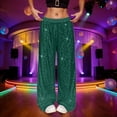 thumbnail image 3 of LRen Womens Straight Leg Sequin Pants Elastic High Waisted Bling Glitter Carnival Dance Pants Mardi Gras Night Out Clubwear Trousers, 3 of 9