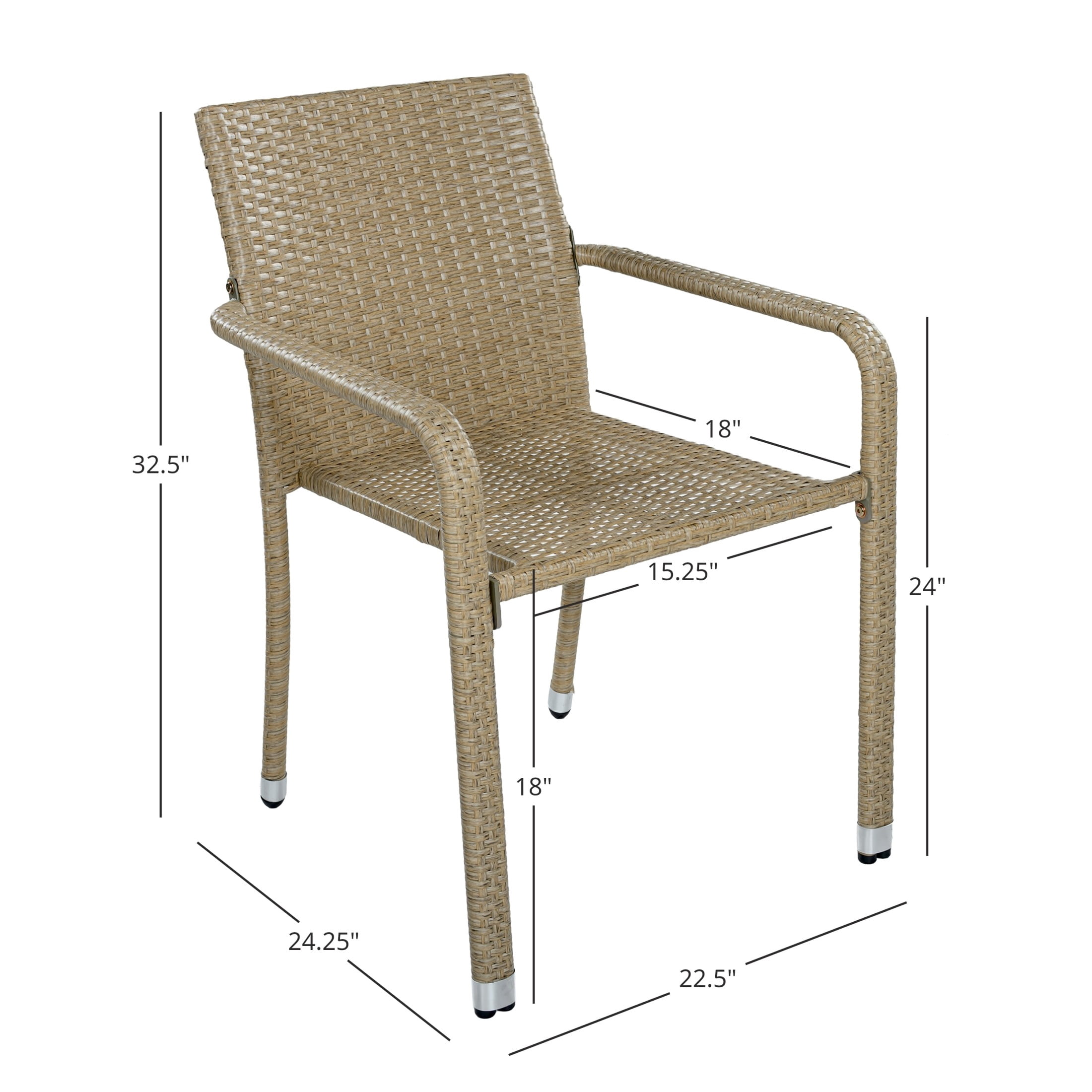 Christopher Knight Home Outdoor Handwoven Wicker Dining Arm Chairs, Natural, Set of 2