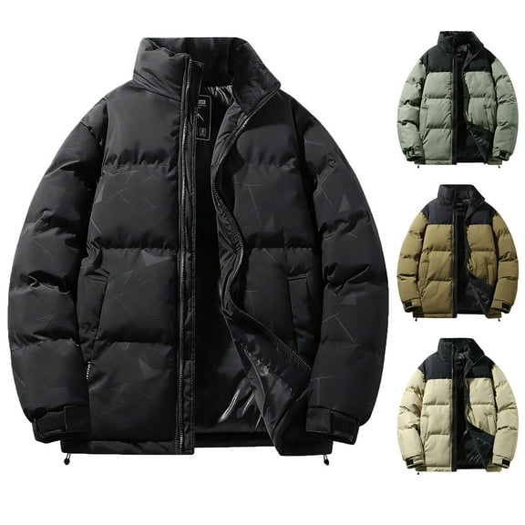 Txeol Men's Puffer Jacket Warm Stand Collar Zip Up Jackets Thickened Winter Bubble Coat with Pockets 2025,Army Green,S