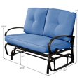 thumbnail image 2 of Costway Glider Outdoor Patio Rocking Bench Loveseat Cushioned Seat Steel Frame Blue, 2 of 10