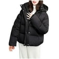 thumbnail image 4 of Lenago Winter Jackets For Women Quilted Lightweight Jackets Long Sleeve Cropped Cotton Padded Coat Jacket Solid Color Warm Thermal Outerwear Winter Essentials S-Xxl, 4 of 4