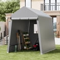 thumbnail image 1 of DSstyles Abri d'Auto de Garage Portable 6x8FT avec Cadre Robuste, Tente pour Vélo Tente pour Moto avec Porte à Glissière Enroulable, Abri de Rangement Extérieur Imperméable et Résistant aux UV pour Outils de Jardin, Gris, 1 of 8