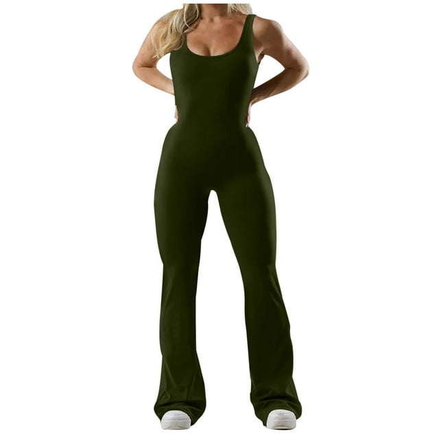 AherBiu Justaucorps d'Entraînement pour Femmes Découpe Dos Sans Manches Extensible Confortable Combinaisons de Yoga