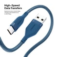 thumbnail image 4 of Powertek Ultra 6ft USB-A to USB-C Cable, Blue, Braided Silicone, Reliable Data Transfers, Durable Tangle-Resistant Charging Cable, 4 of 6