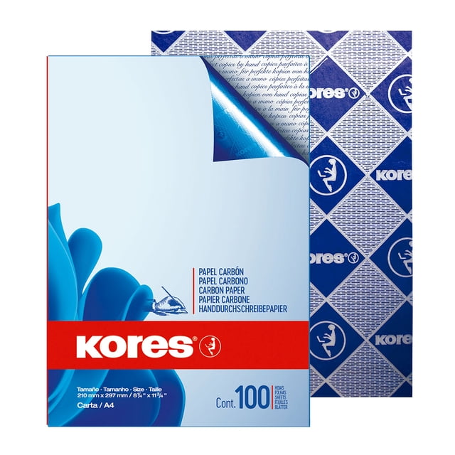 Papel Carbón Azul Kores Tamaño Carta/A4 100 Hojas