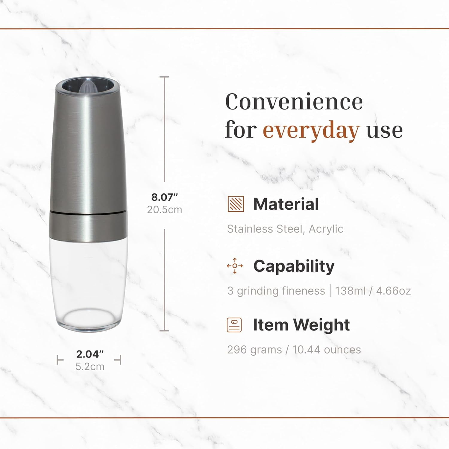 JS Gourmet Automatic Electric Silver Pepper and Salt Shaker Grinder Mill with LED light, Adjustable Coarseness (2 pack)