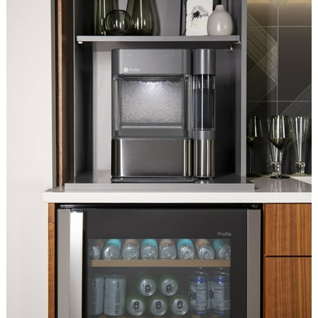 GE Profile - Opal 2.0 38-lb. Portable Ice maker with Nugget Ice Production, Side Tank, and Built-in WiFi - Black Stainless Steel