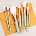 thumbnail image 1 of Nvzi Set de 8 brochas de maquillaje sintéticas de primera calidad para base, polvos, correctores, sombras de ojos y colorete. Brochas de maquillaje verdes con estuche naranja., 1 of 4